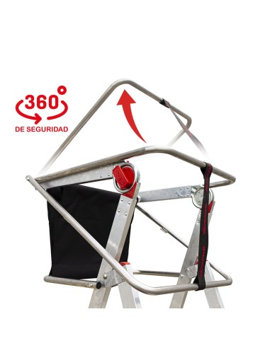 Escalera con amplia plataforma , altura regulable y estabilizadores lateralesPLS6.7