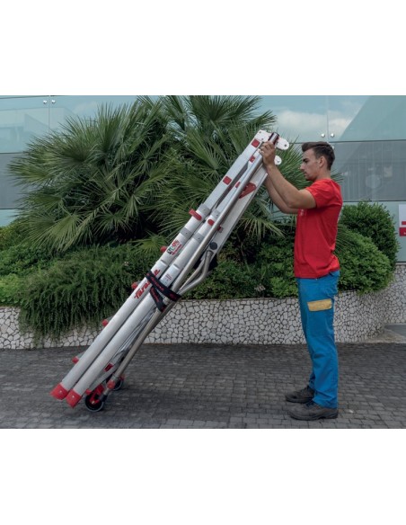 Escalera con amplia plataforma , altura regulable y estabilizadores lateralesPLS6.7