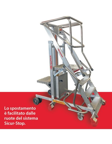 Escalera con plataforma y plano de carga eléctrico  PICK10  4 Peldaños