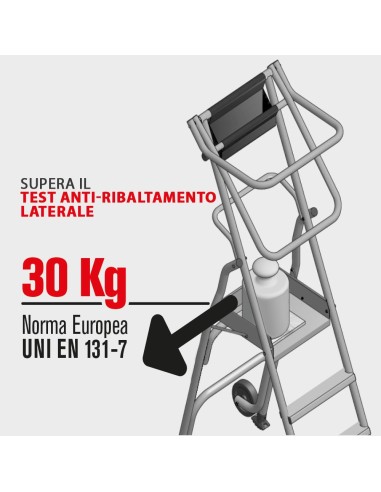 Escalera de almacén con plataforma y ruedas SMT500 17 Peldaños