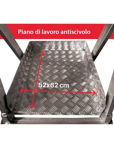Escalera de almacén con plataforma y ruedas SMT500 17 Peldaños