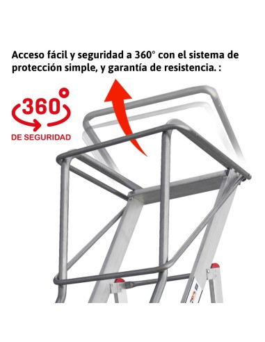 Escalera de almacén con plataforma y ruedas SMT500 17 Peldaños