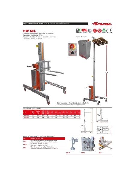 Elevador de Material en Aluminio 200 kg