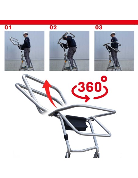 Escalera plegable con amplia plataforma de trabajo PL-C 5 Peldaños