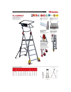 Escalera plegable con amplia plataforma de trabajo PL6 6 Peldaños