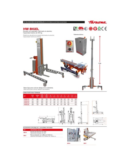 Elevador Material 300 kg Bateria
