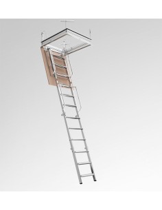 Escalera para techos desplegable en 4 tramos de acero pintado gris  70 X 100