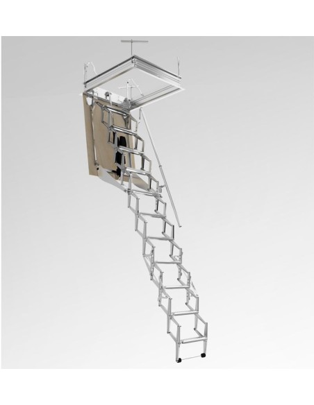 Escalera para techos desplegable en 4 tramos de acero pintado gris 70 X 100
