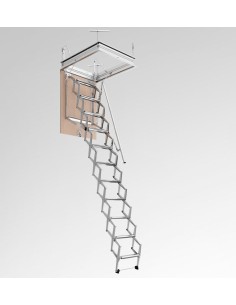 Escalera para techos desplegable en 4 tramos de acero pintado gris 70 X 100 2