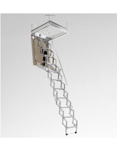 Escalera para techos desplegable en 4 tramos de acero pintado gris 70 X 120