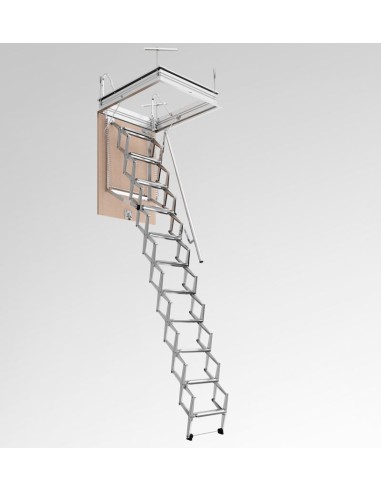 Escalera para techos desplegable en 4 tramos de acero pintado gris 70 X 120