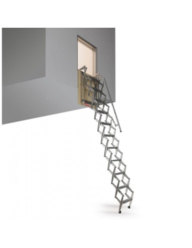 Escalera para techos desplegable en 4 tramos de acero pintado gris 70 X 130